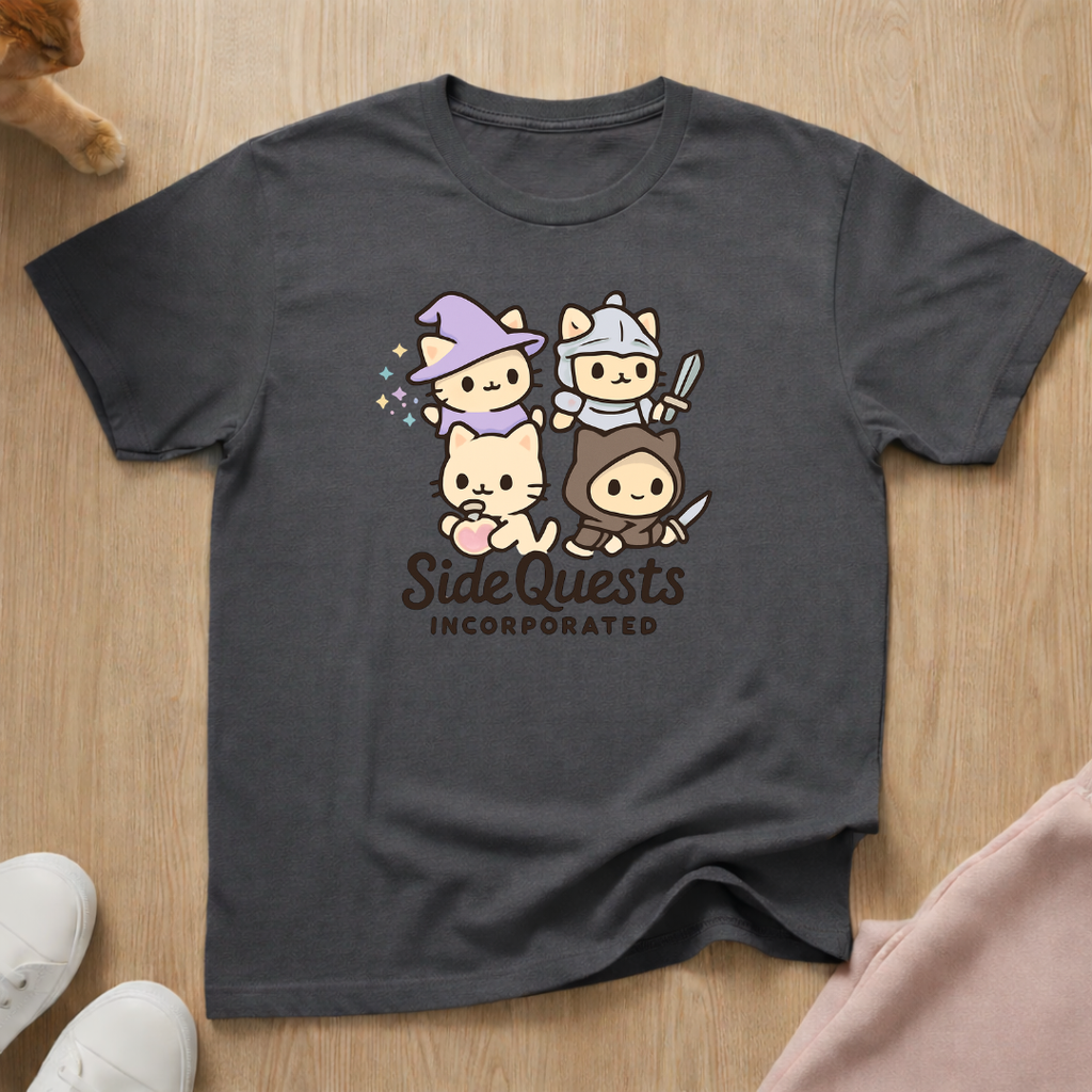 Cute Side Quests cat T-shirt