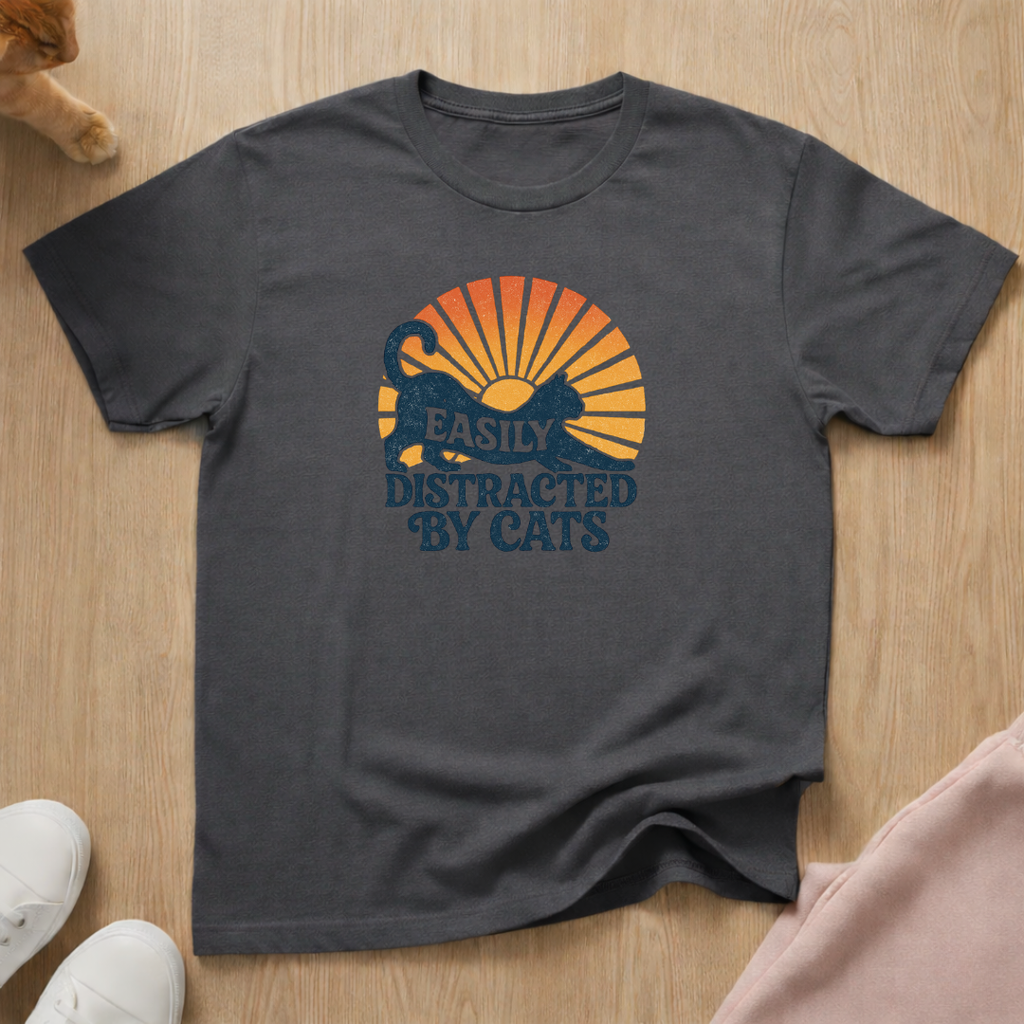 Easily distracted cat T-shirt