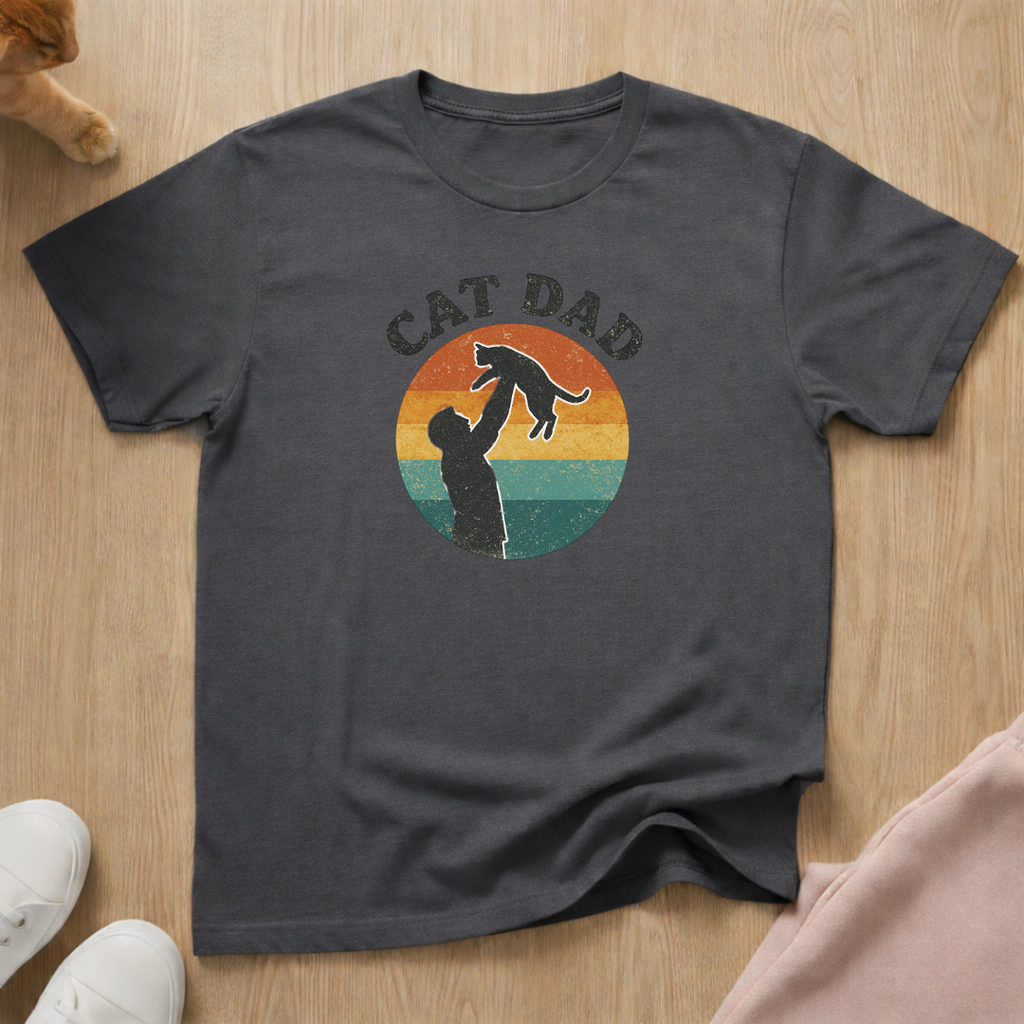 Retro cat dad cat T-shirt