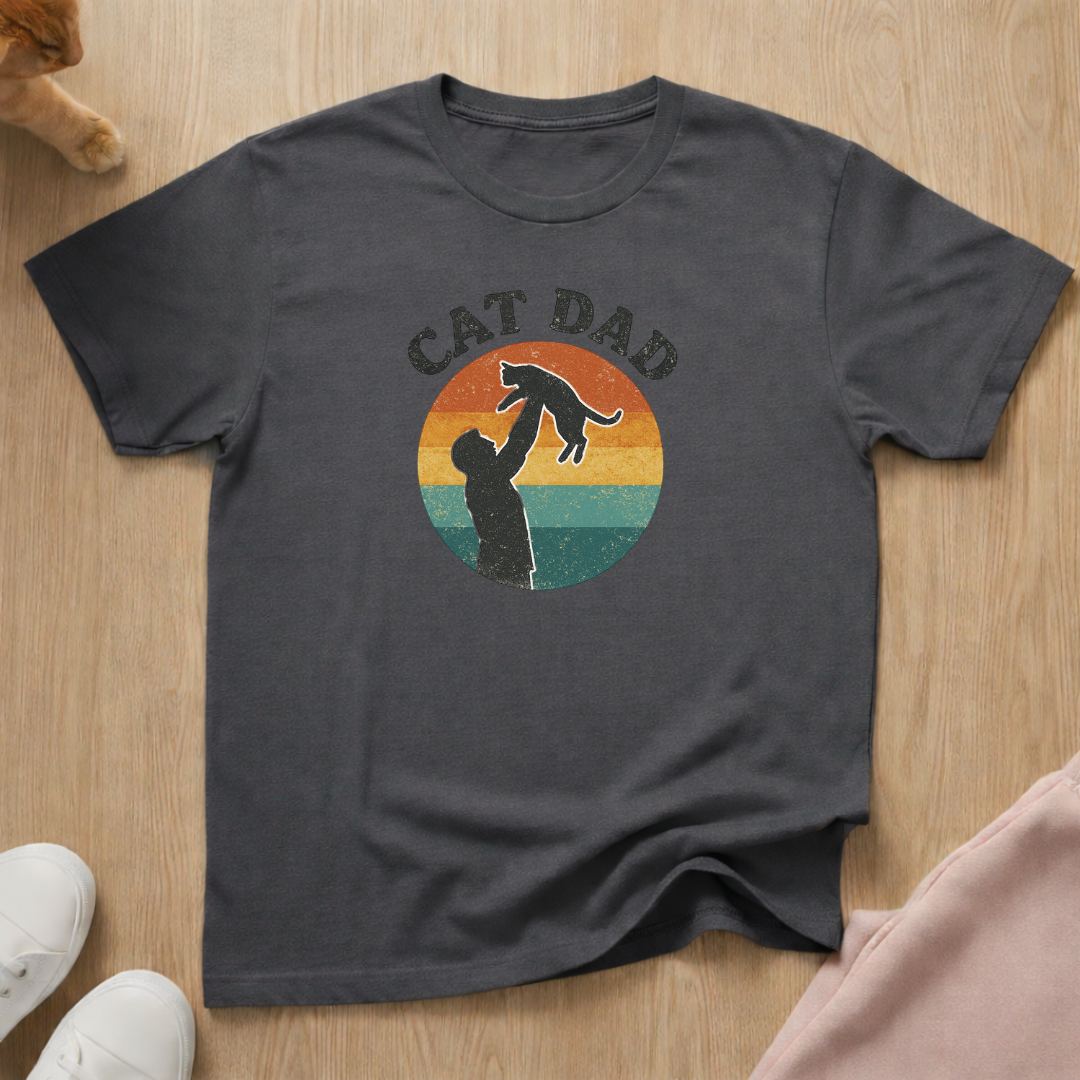 Retro cat dad cat T-shirt