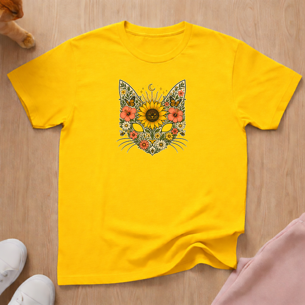 Summer floral cat T-shirt