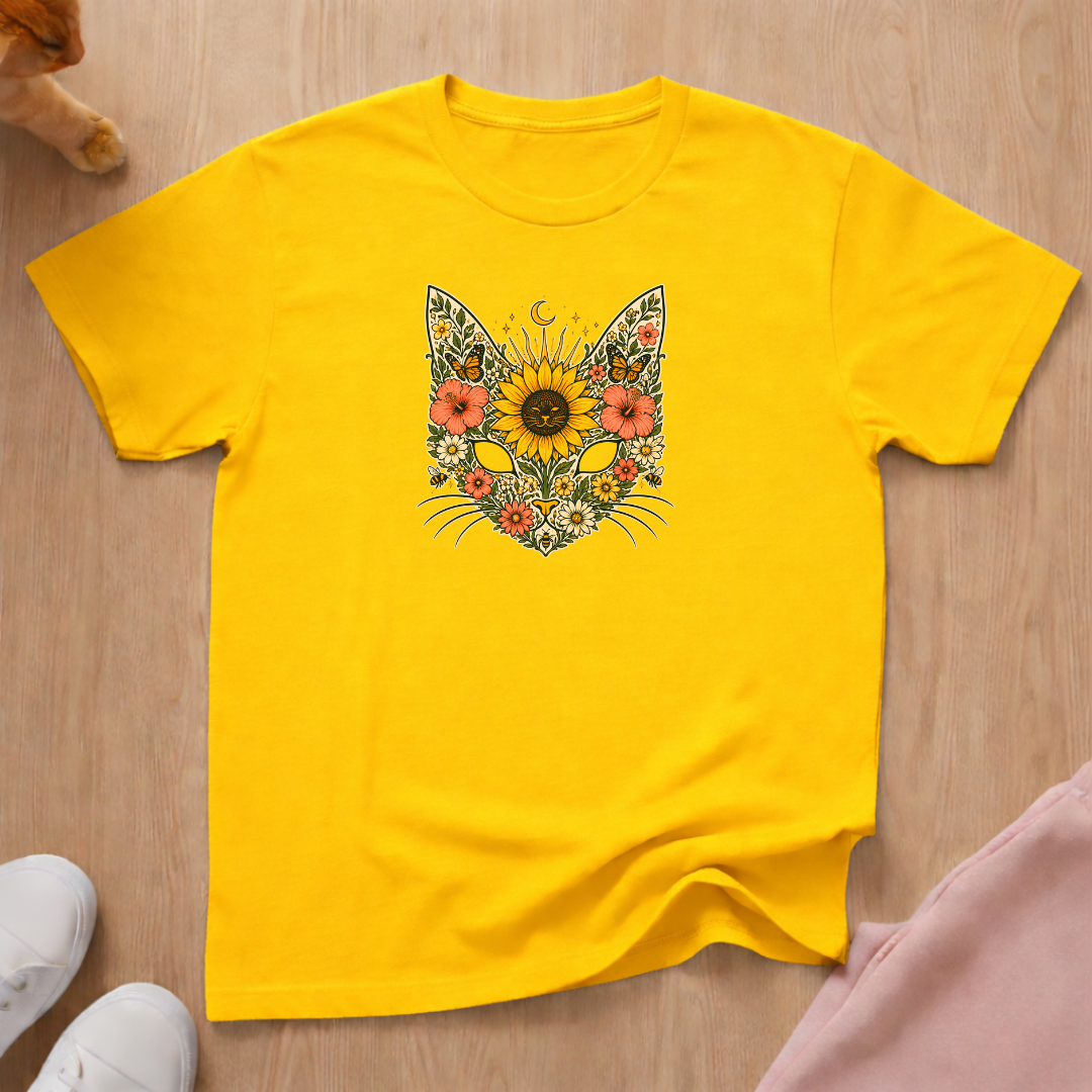Summer floral cat T-shirt