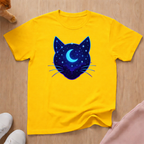 Stars and Moon silhouette cat T-shirt