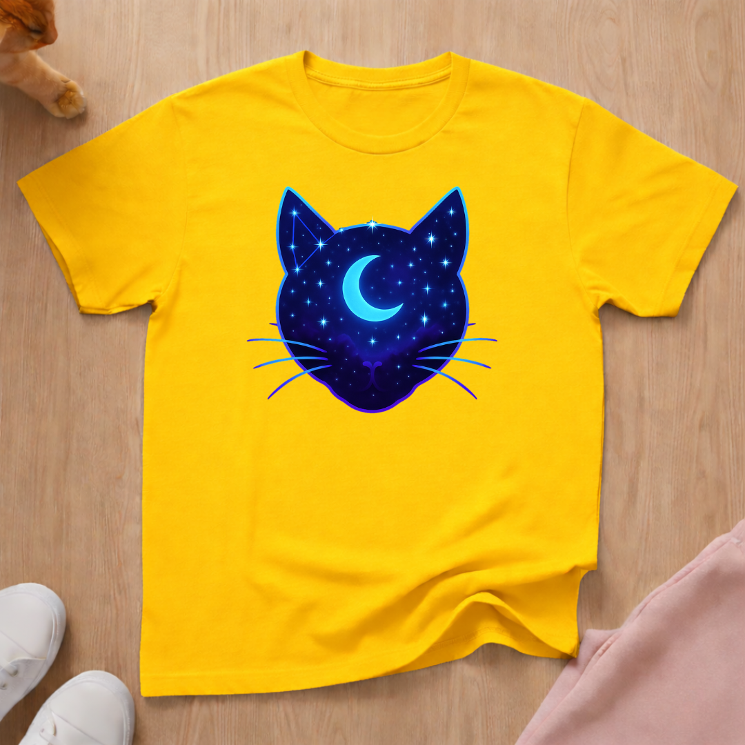 Stars and Moon silhouette cat T-shirt