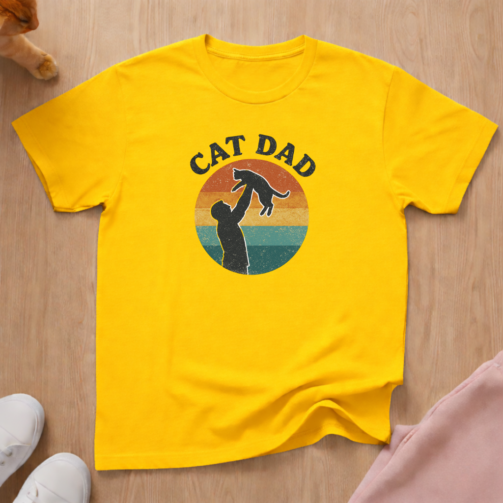 Retro cat dad cat T-shirt