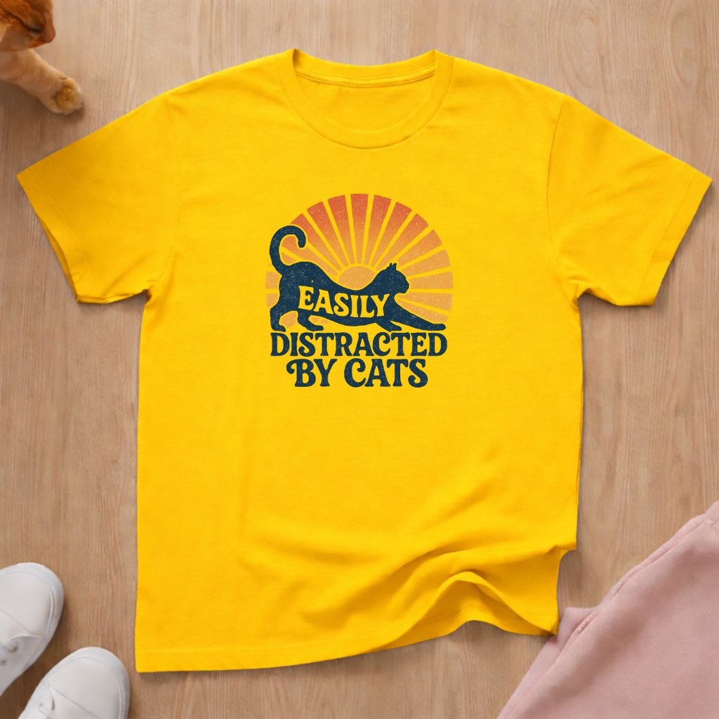 Easily distracted cat T-shirt