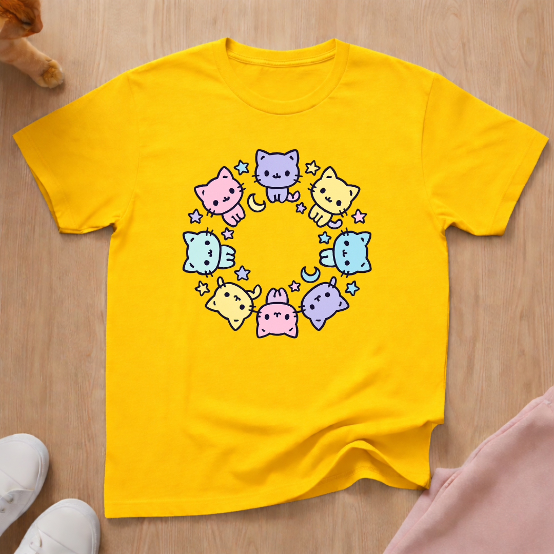 Cute cat circle cat T-shirt