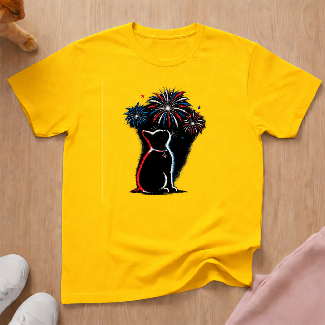 Fireworks kitten T-shirt