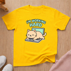Working hard cat T-shirt