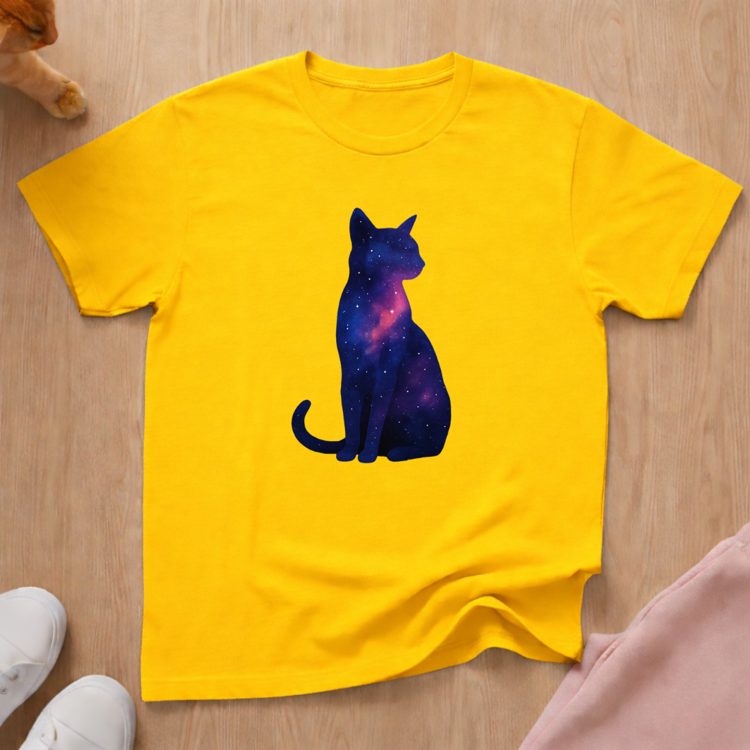 Milky way silhouette cat T-shirt