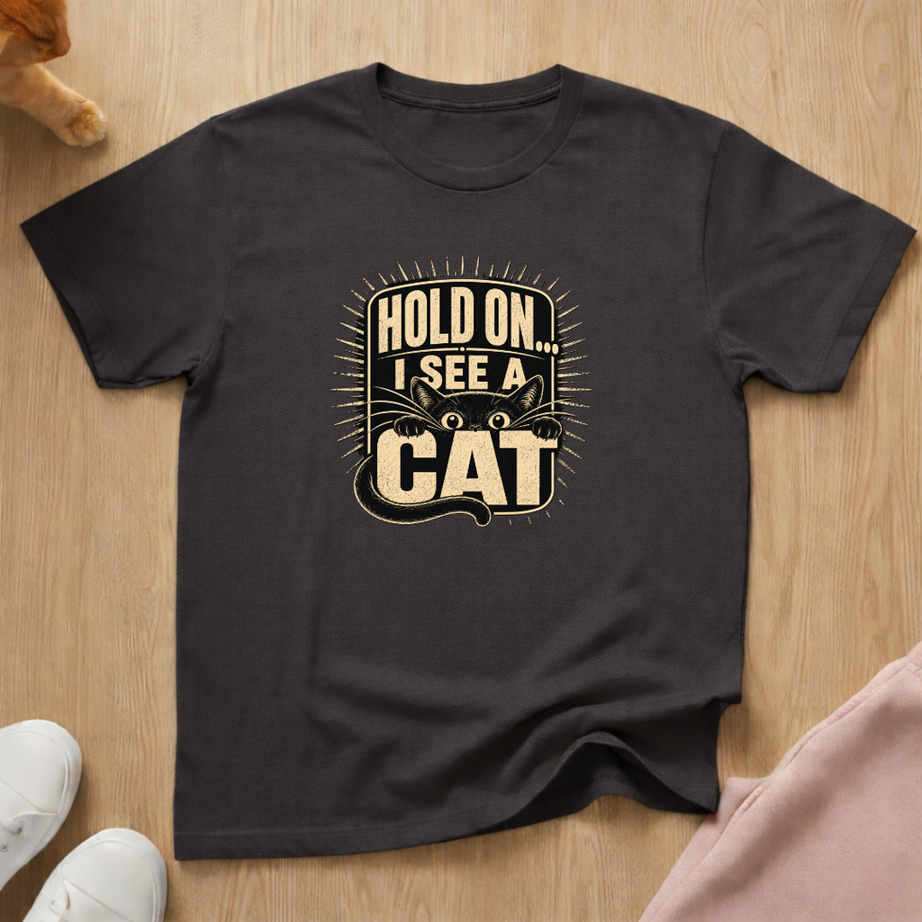 Hold on I see a cat (light) T-shirt