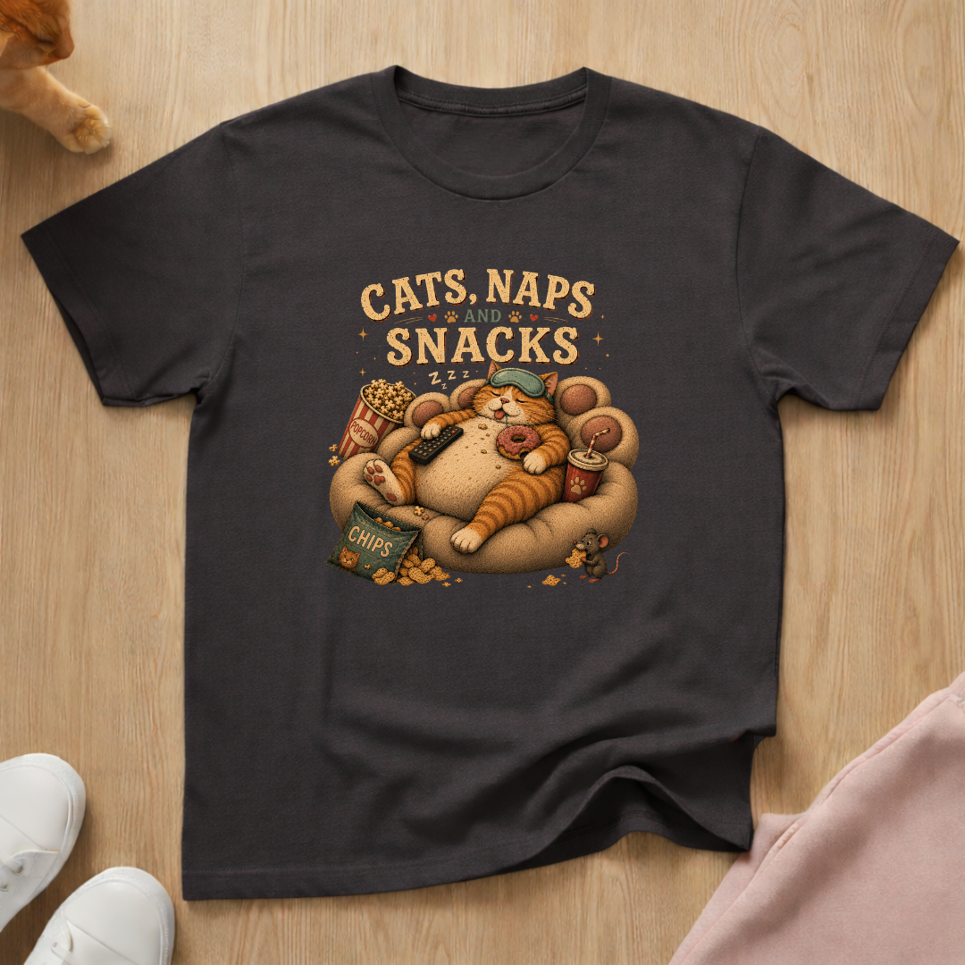 Cats, naps, and snacks T-shirt
