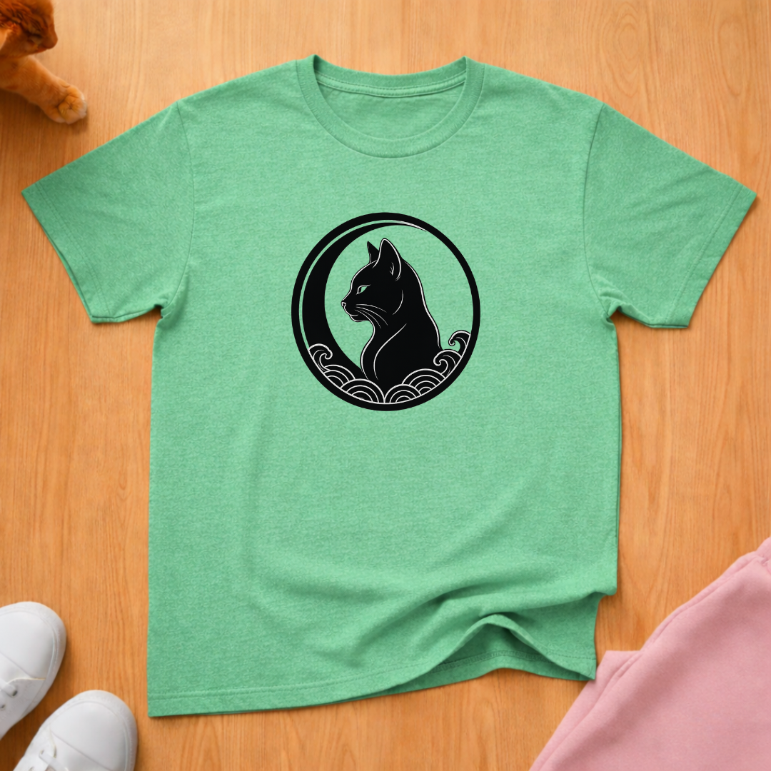 Moon cat and waves T-shirt