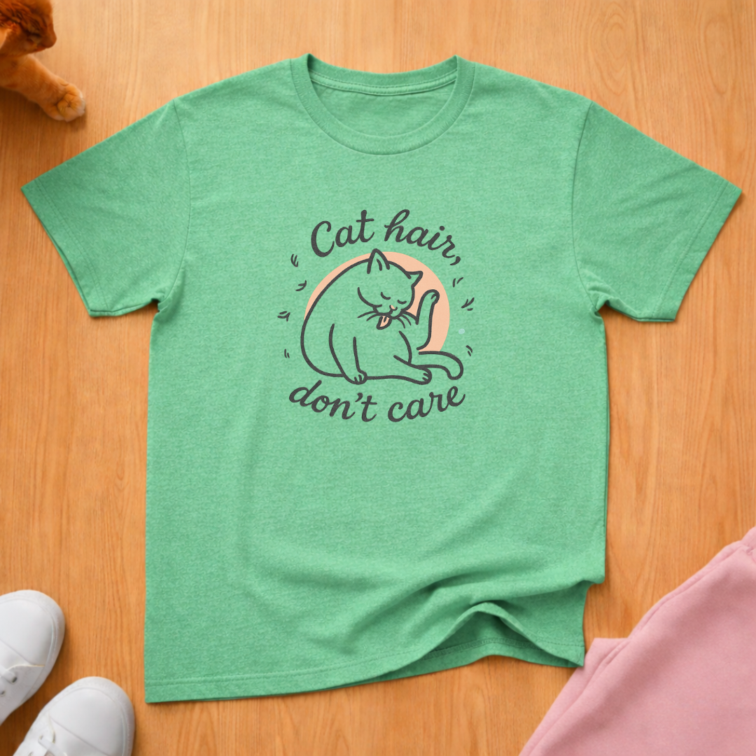 Cat Hair, Don't Care cat T-shirt