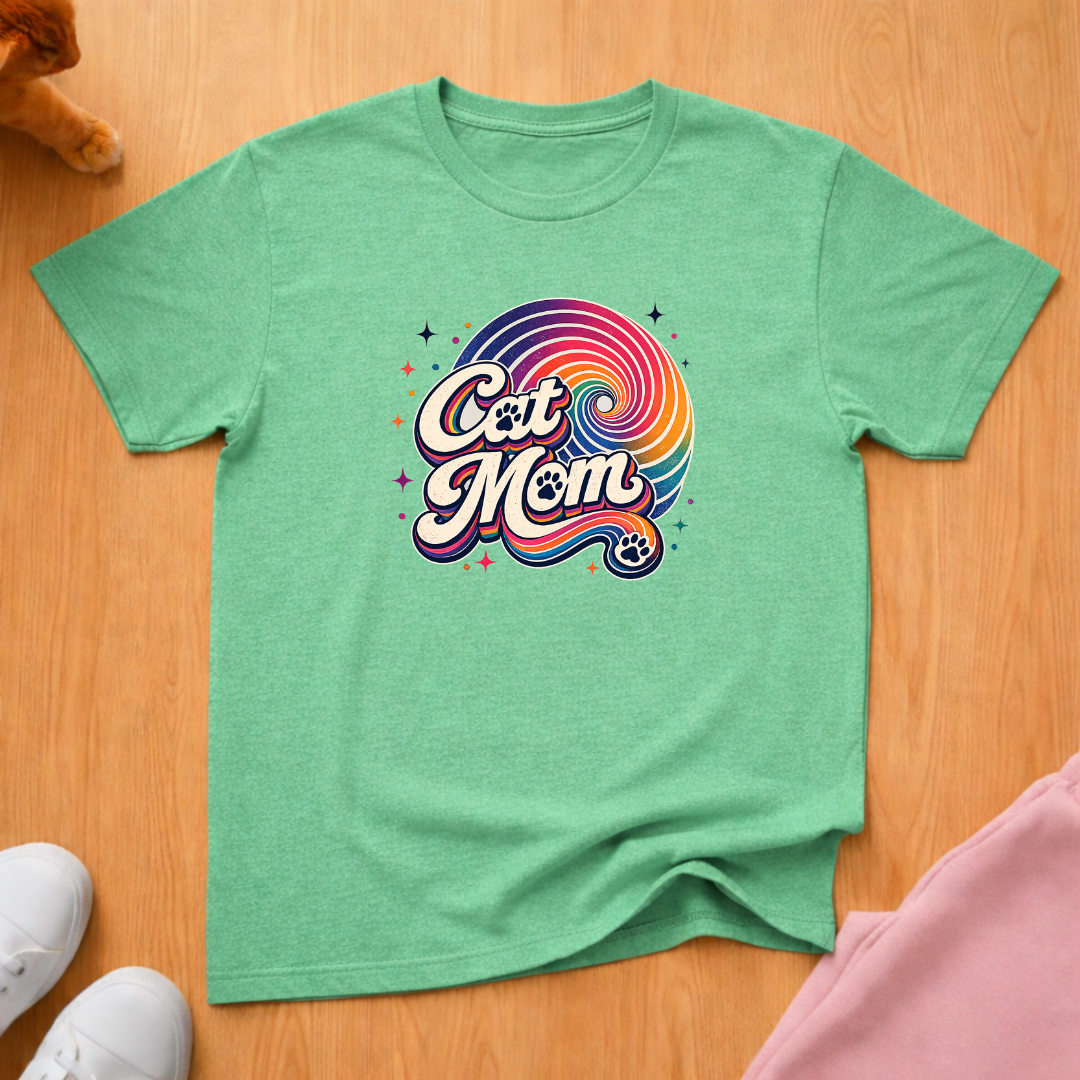 Cat mom rainbow T-shirt
