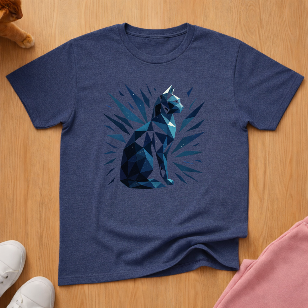 Geometric cat T-shirt