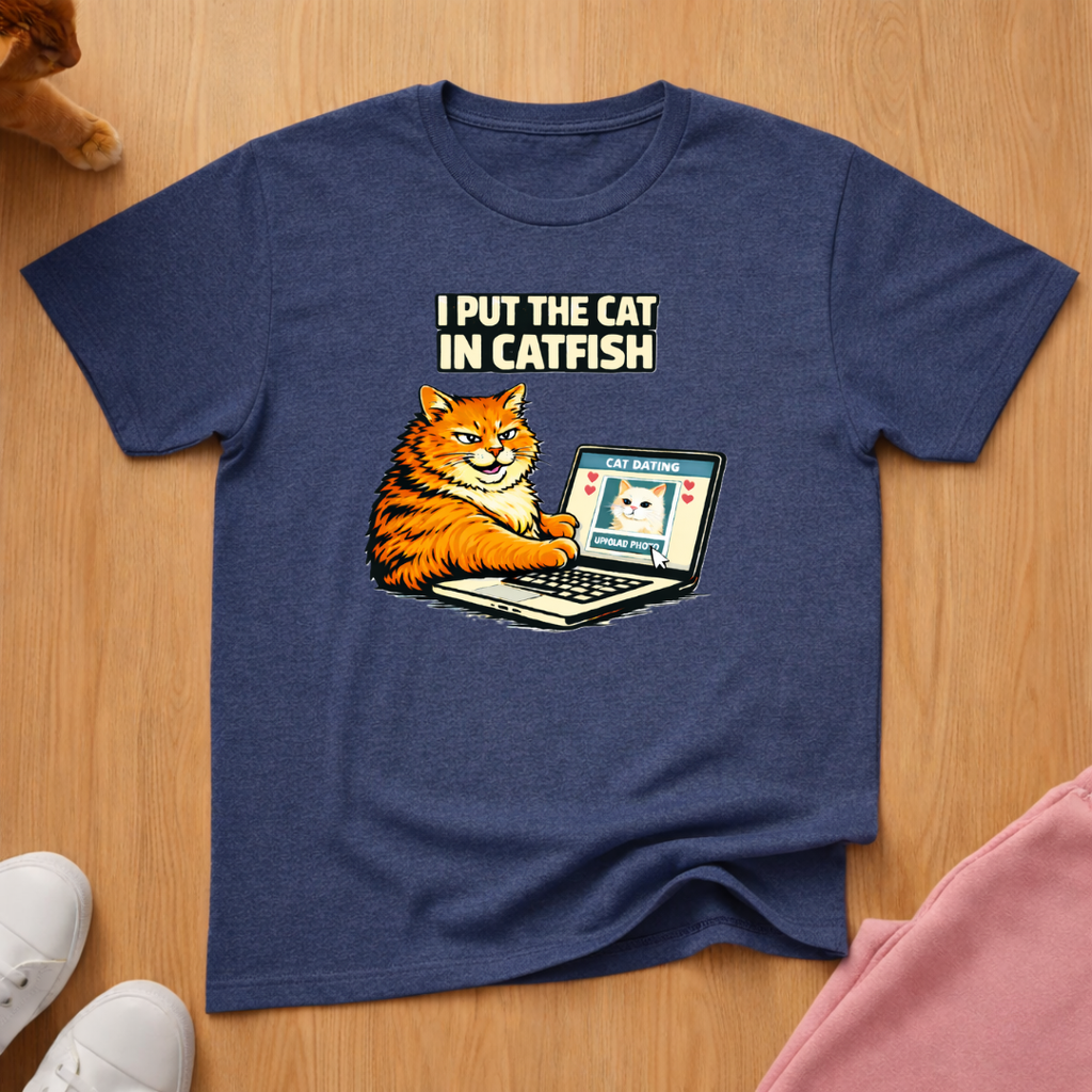 Cat in catfish T-shirt