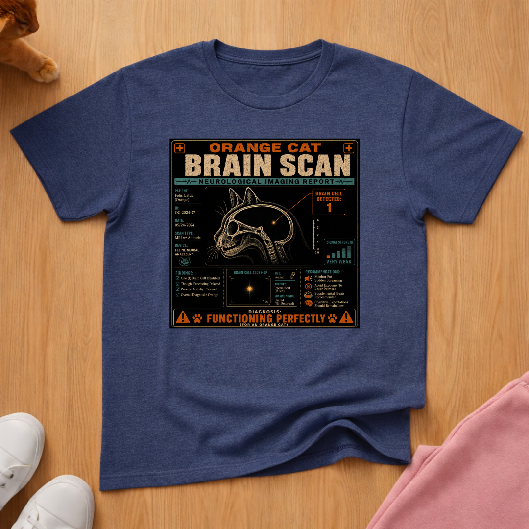 Orange cat brain scan T-shirt