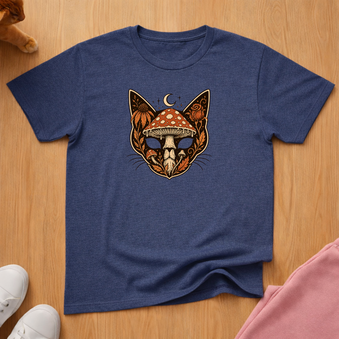 Autumn mushroom cat T-shirt