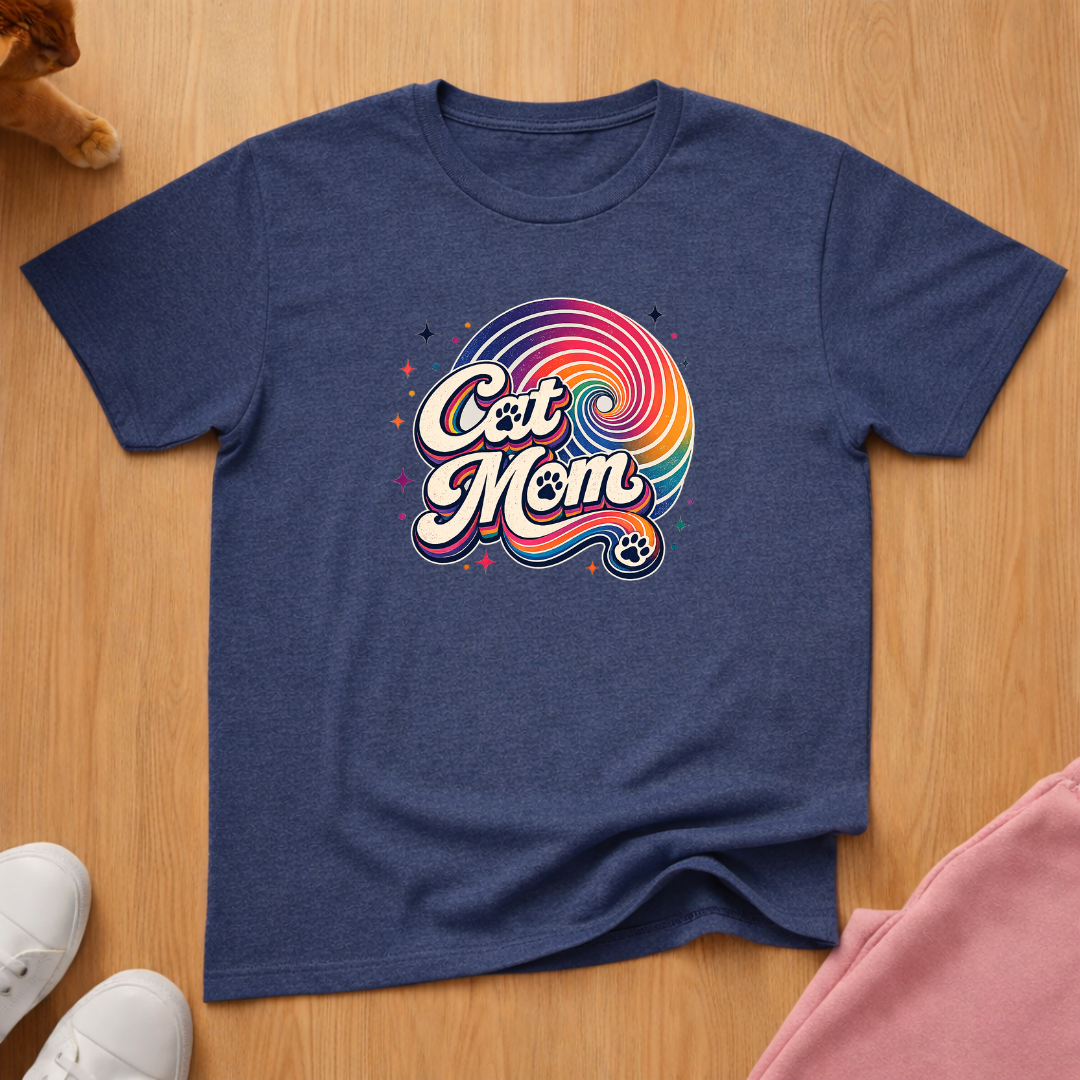 Cat mom rainbow T-shirt