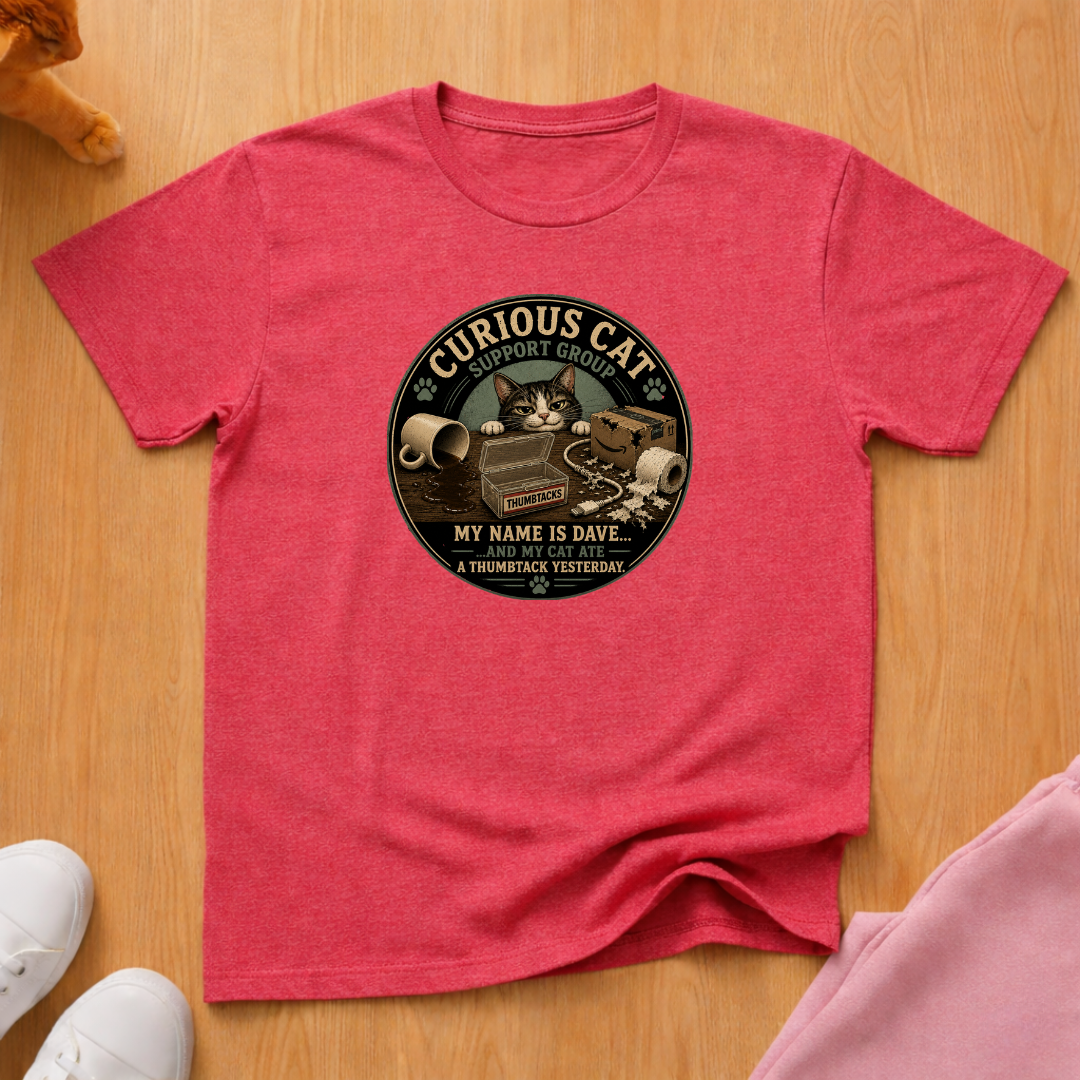 Curious cat support group T-shirt