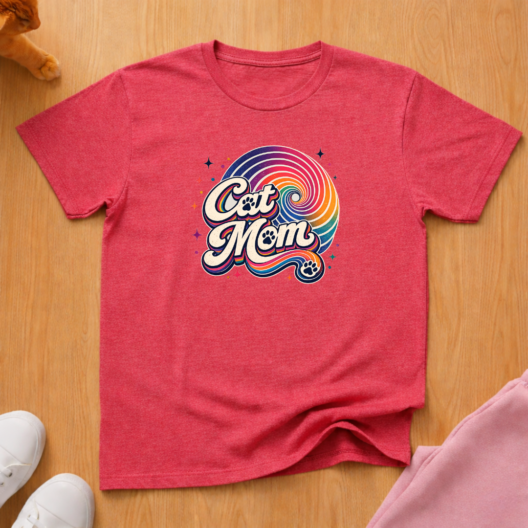 Cat mom rainbow T-shirt