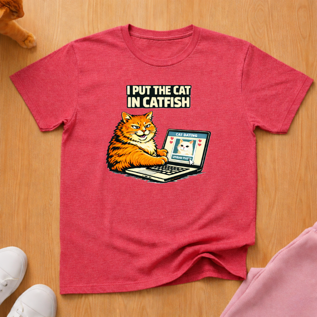 Cat in catfish T-shirt