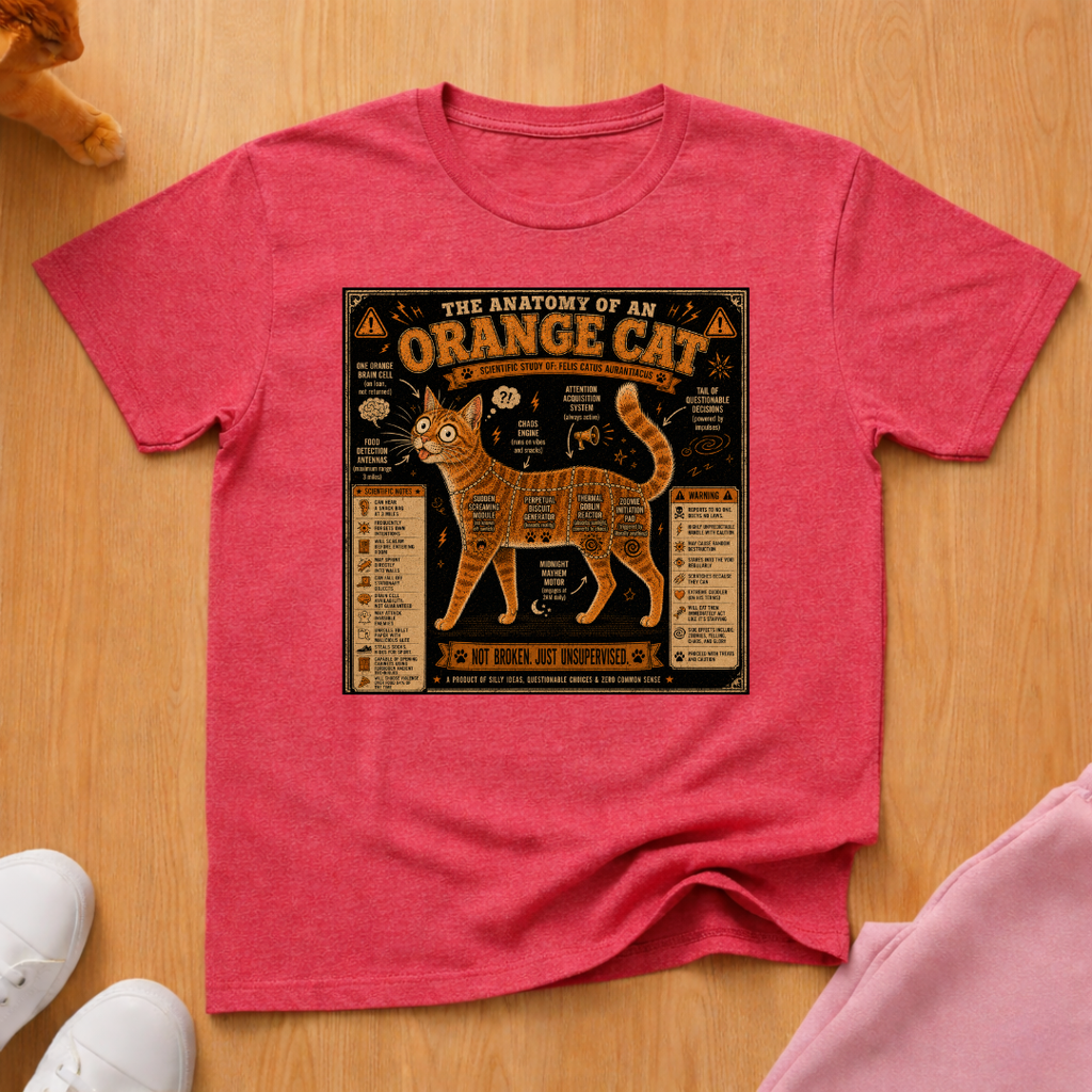Anatomy of an orange cat T-shirt