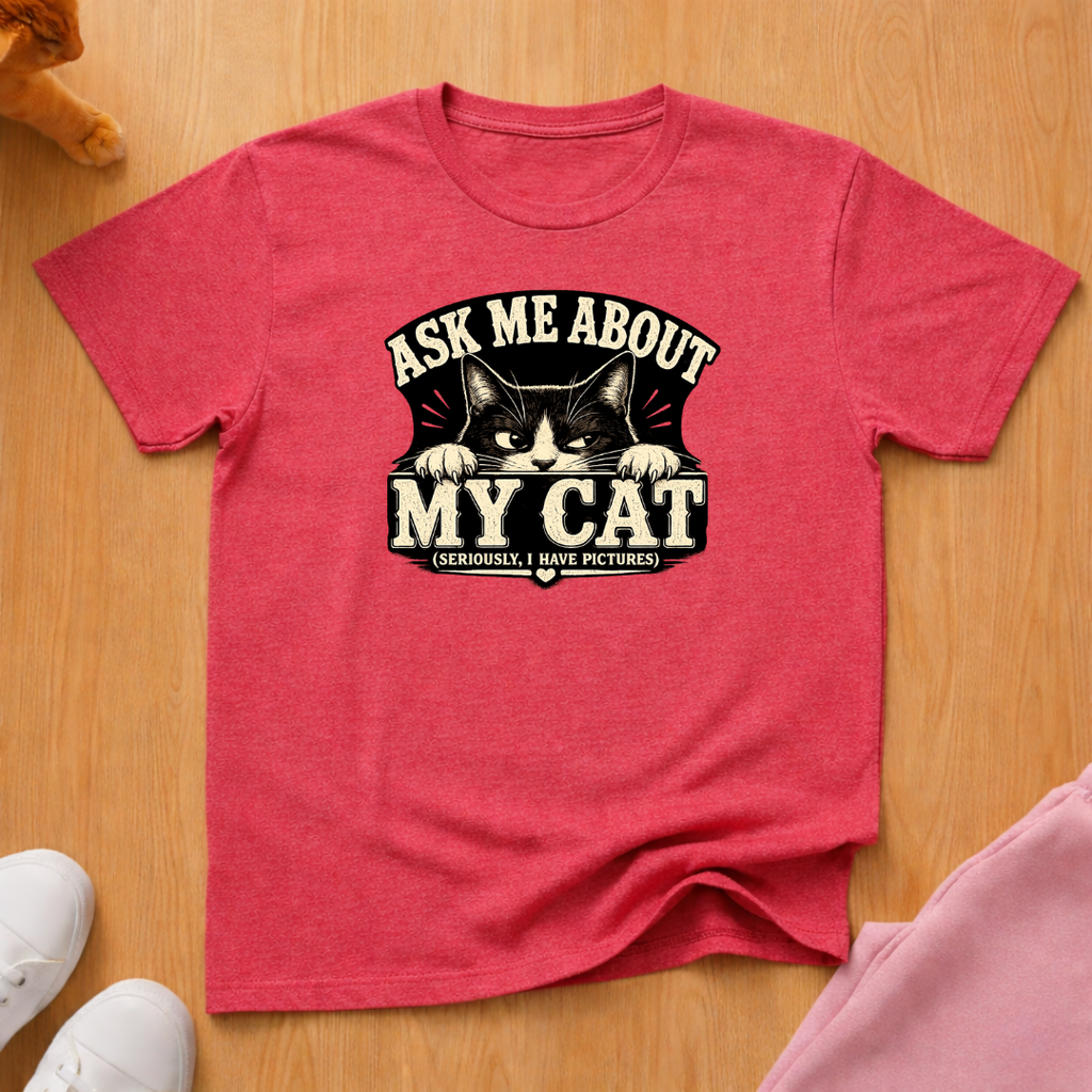 Ask me about my cat T-shirt