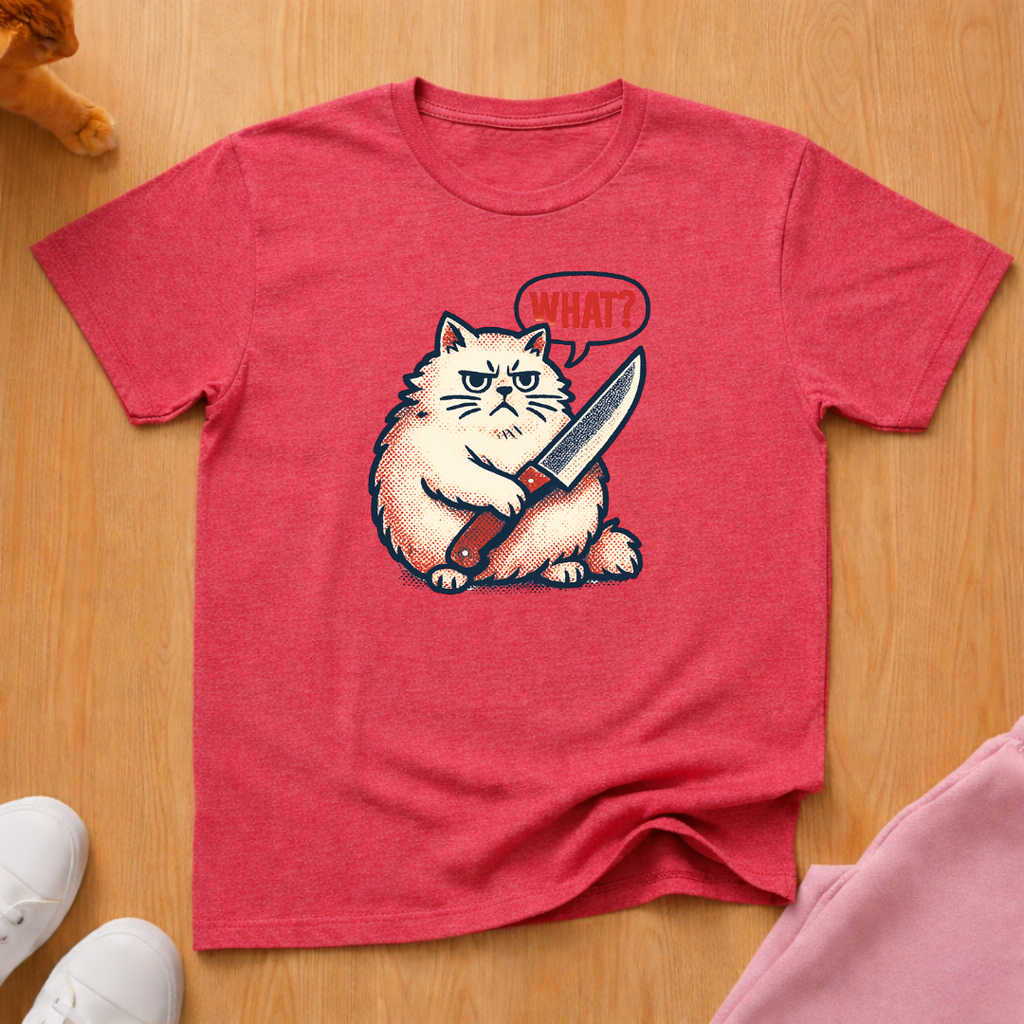 Chonky What? knife cat T-shirt