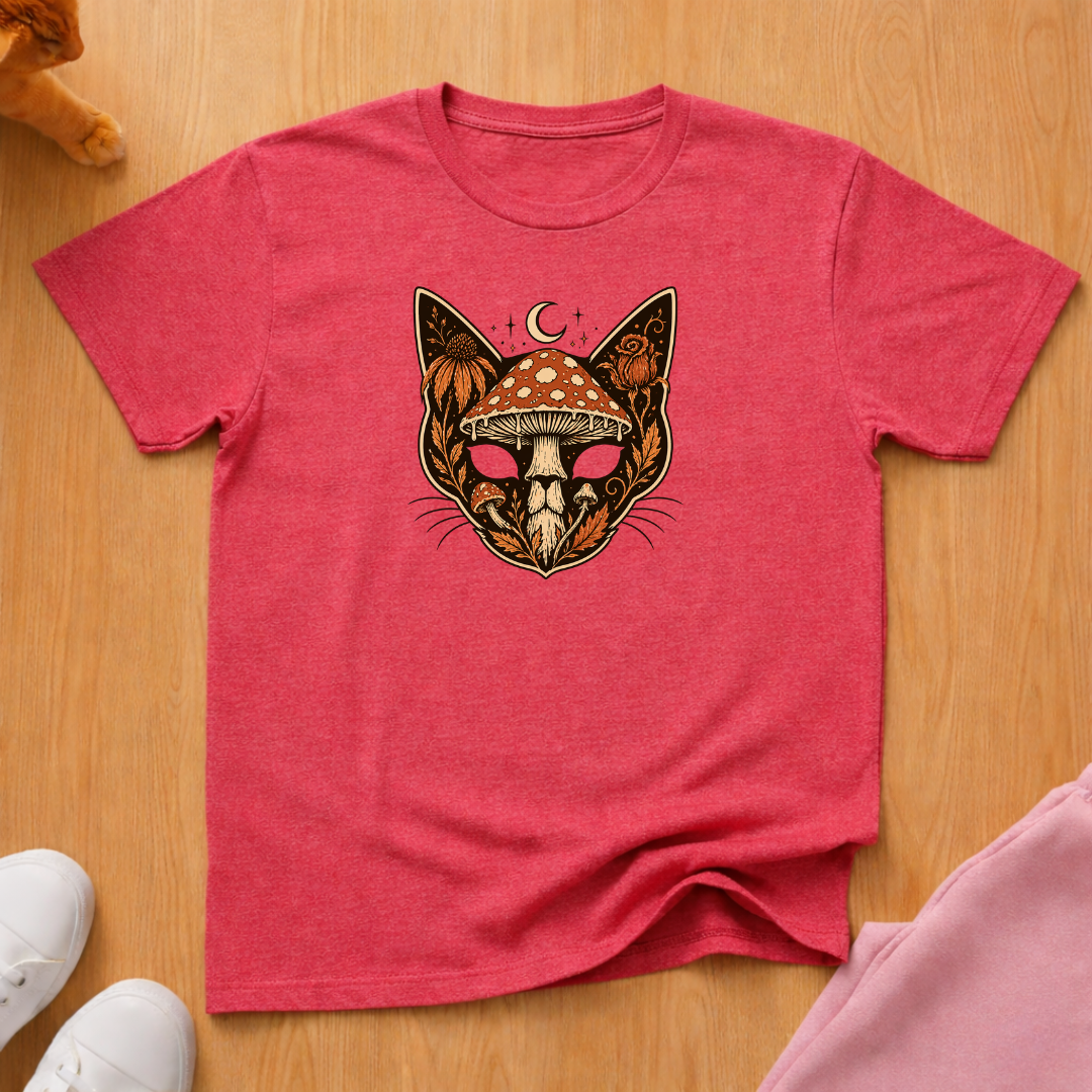 Autumn mushroom cat T-shirt