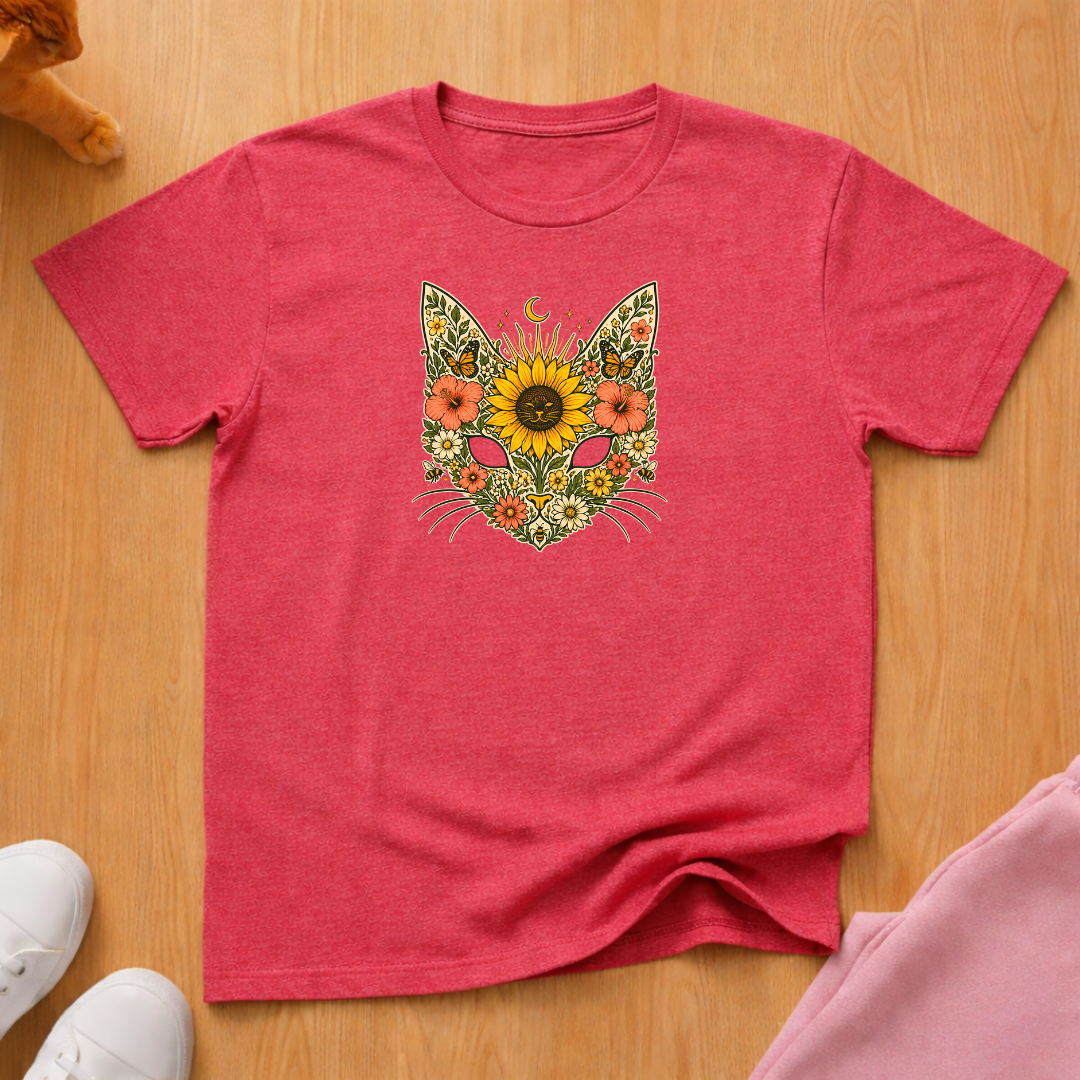 Summer floral cat T-shirt