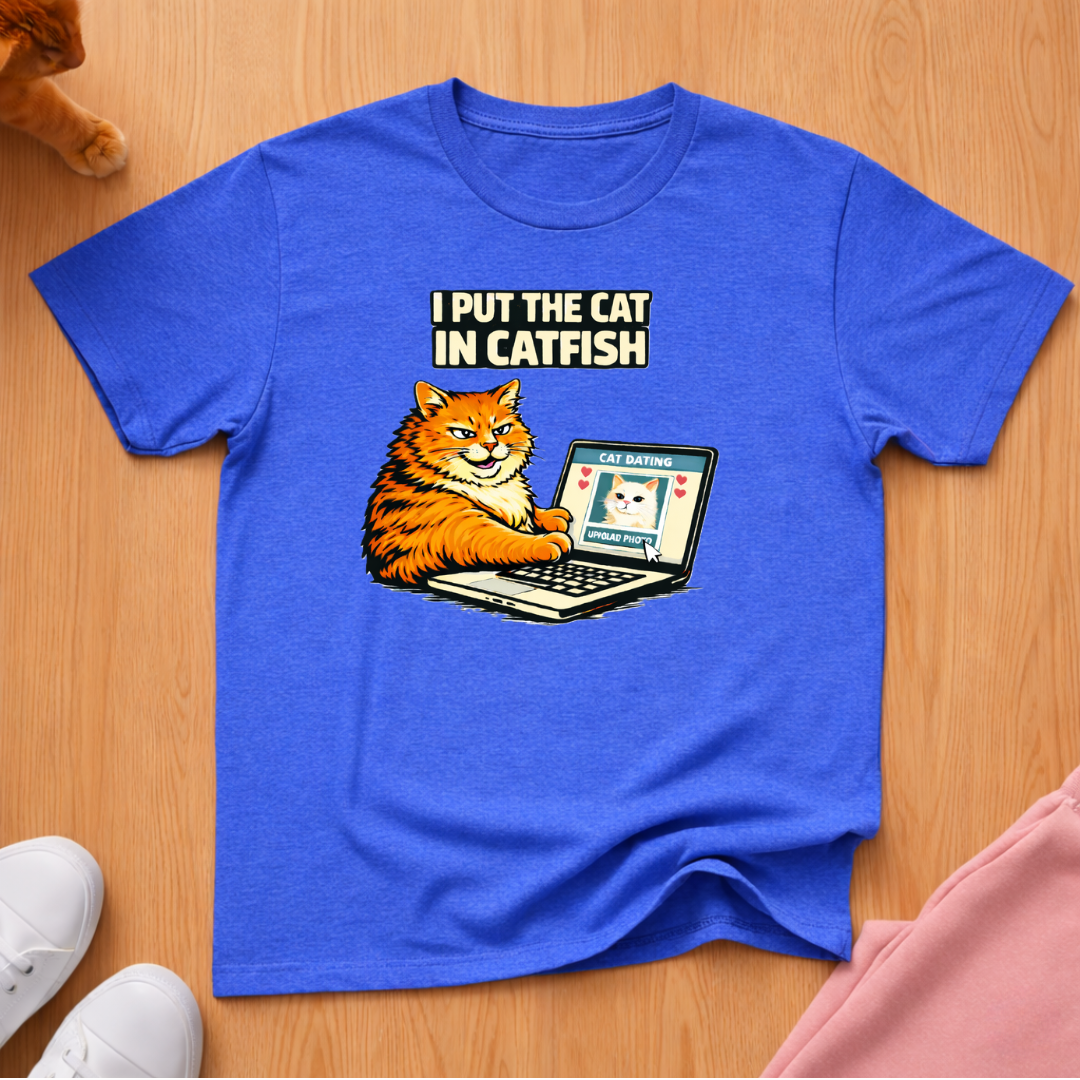Cat in catfish T-shirt
