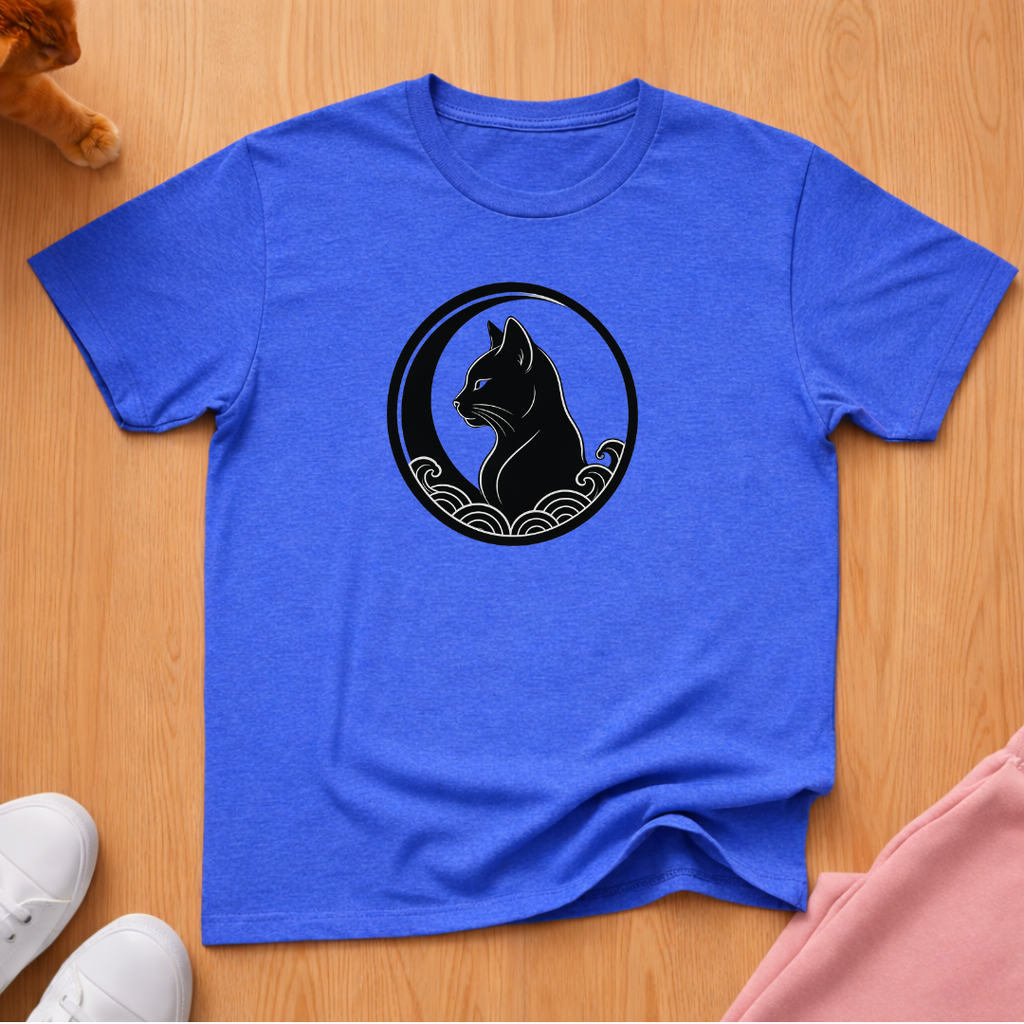 Moon cat and waves T-shirt