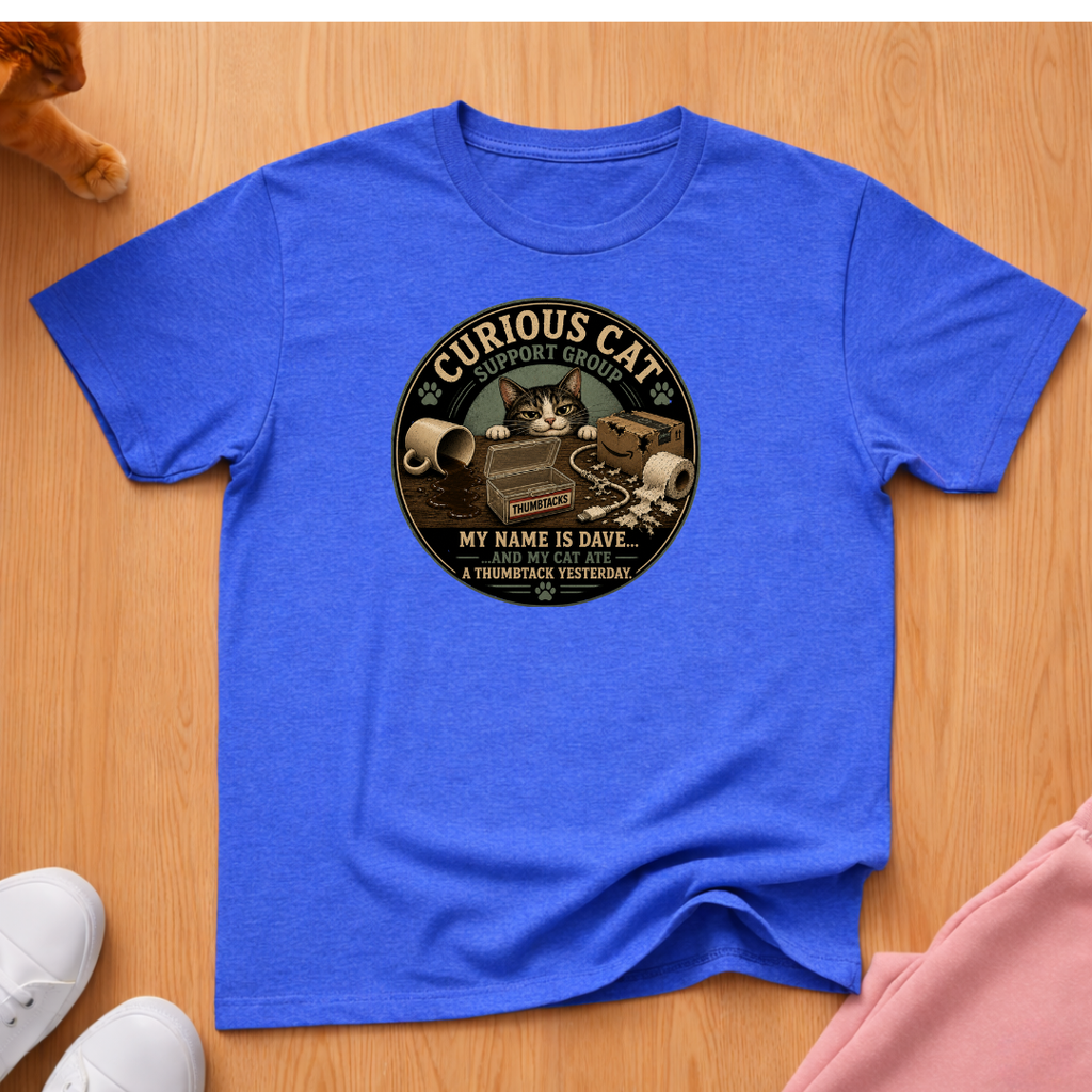 Curious cat support group T-shirt