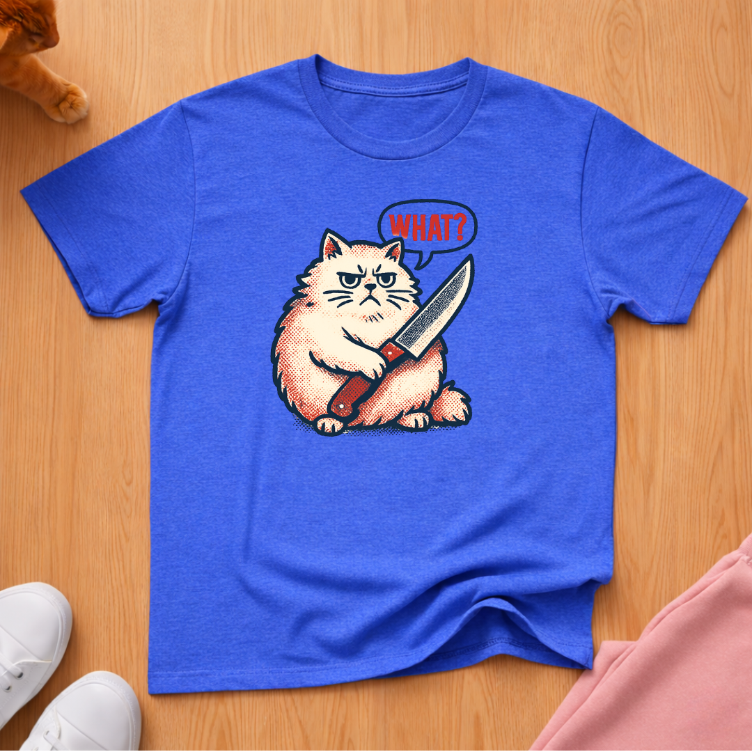 Chonky What? knife cat T-shirt