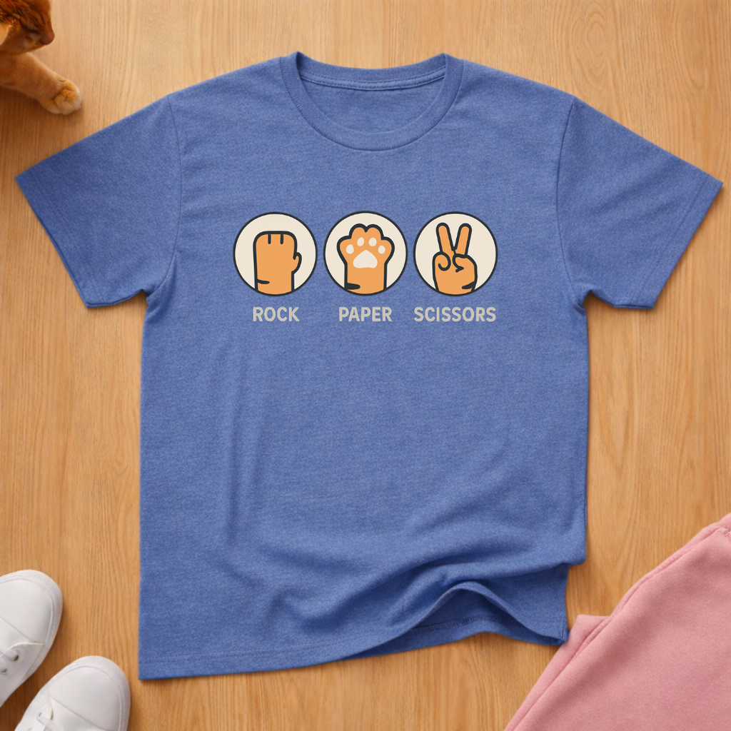 Rock Paper Scissors cat T-shirt