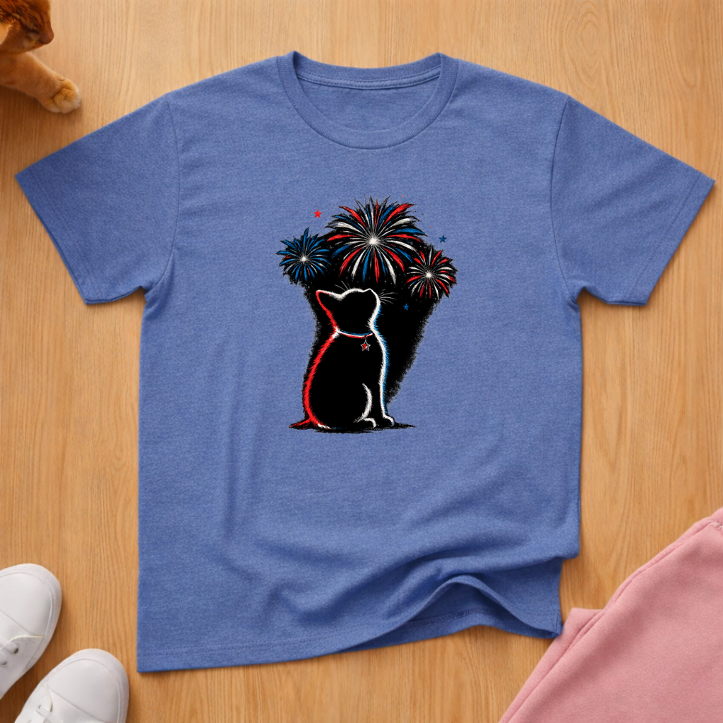 Fireworks kitten T-shirt