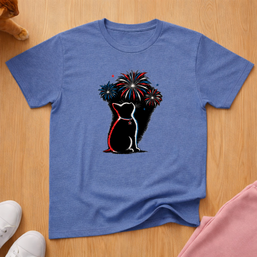 Fireworks kitten T-shirt