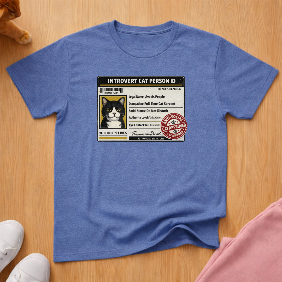Introvert cat person ID T-shirt