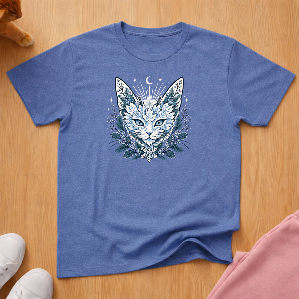Winter floral cat T-shirt