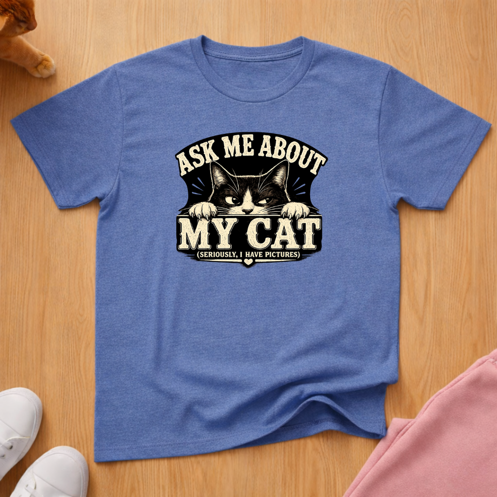 Ask me about my cat T-shirt