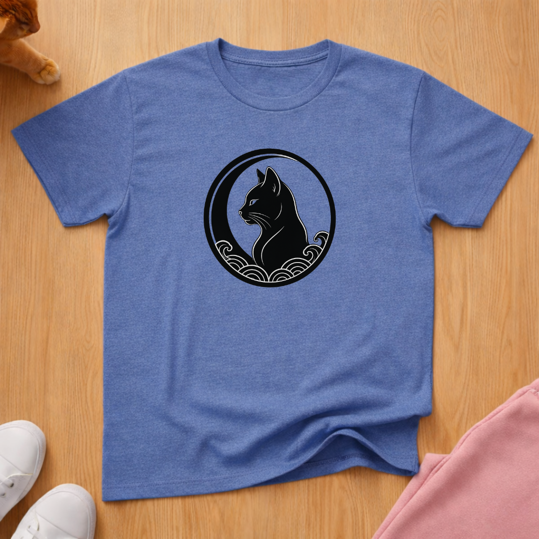 Moon cat and waves T-shirt