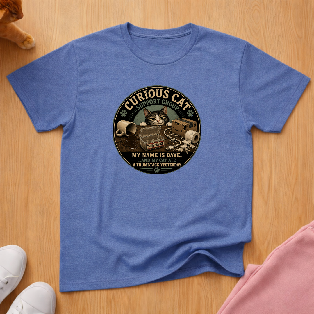 Curious cat support group T-shirt