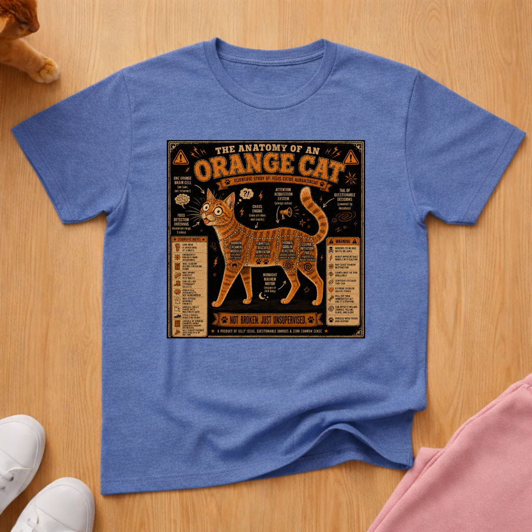 Anatomy of an orange cat T-shirt
