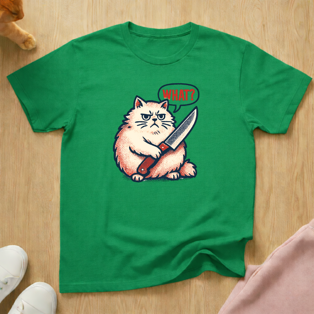 Chonky What? knife cat T-shirt