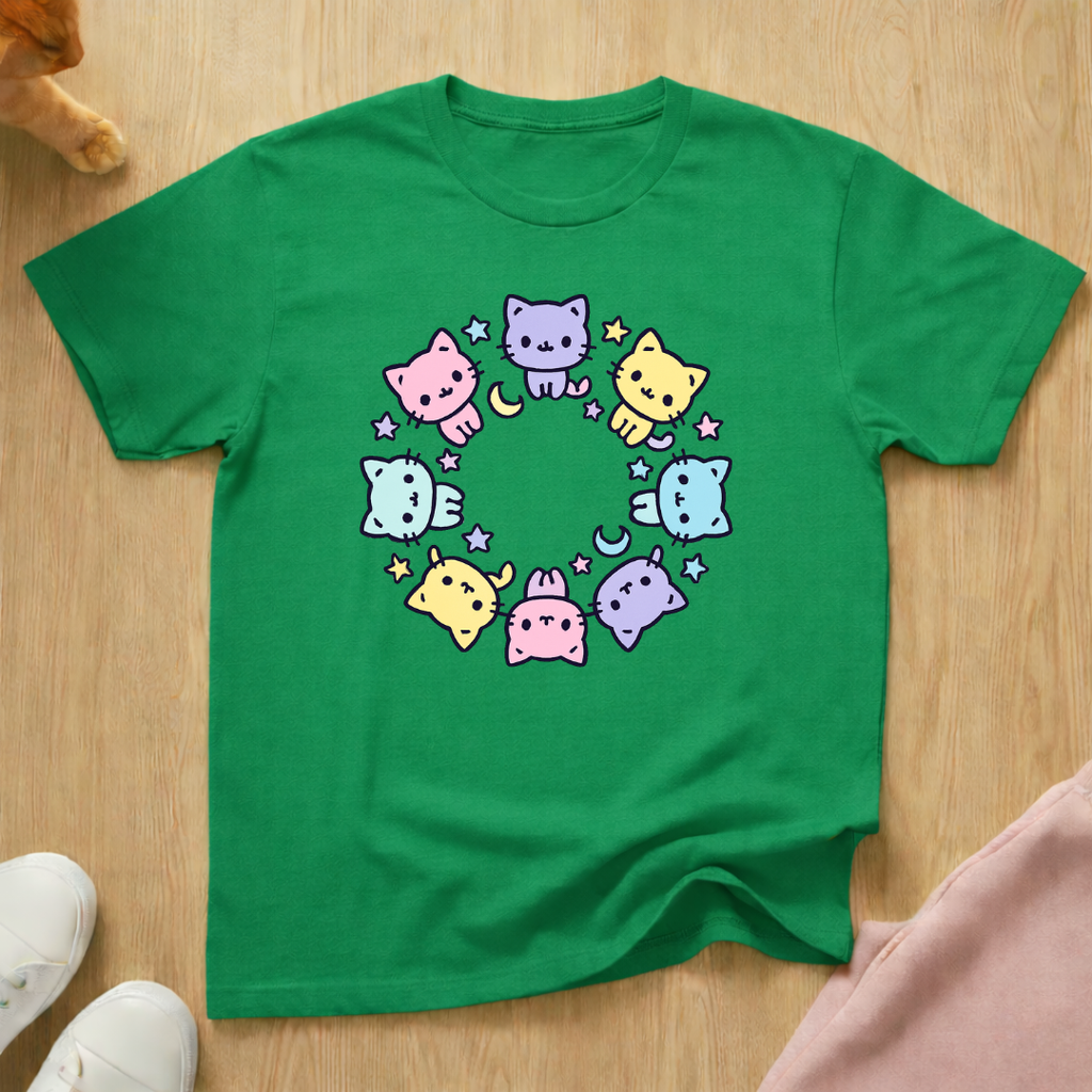 Cute cat circle cat T-shirt