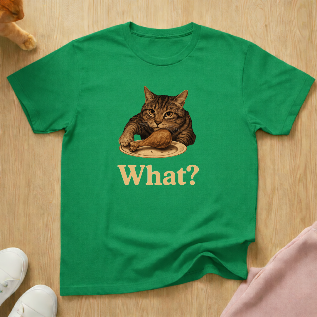 What? cat taking chicken T-shirt
