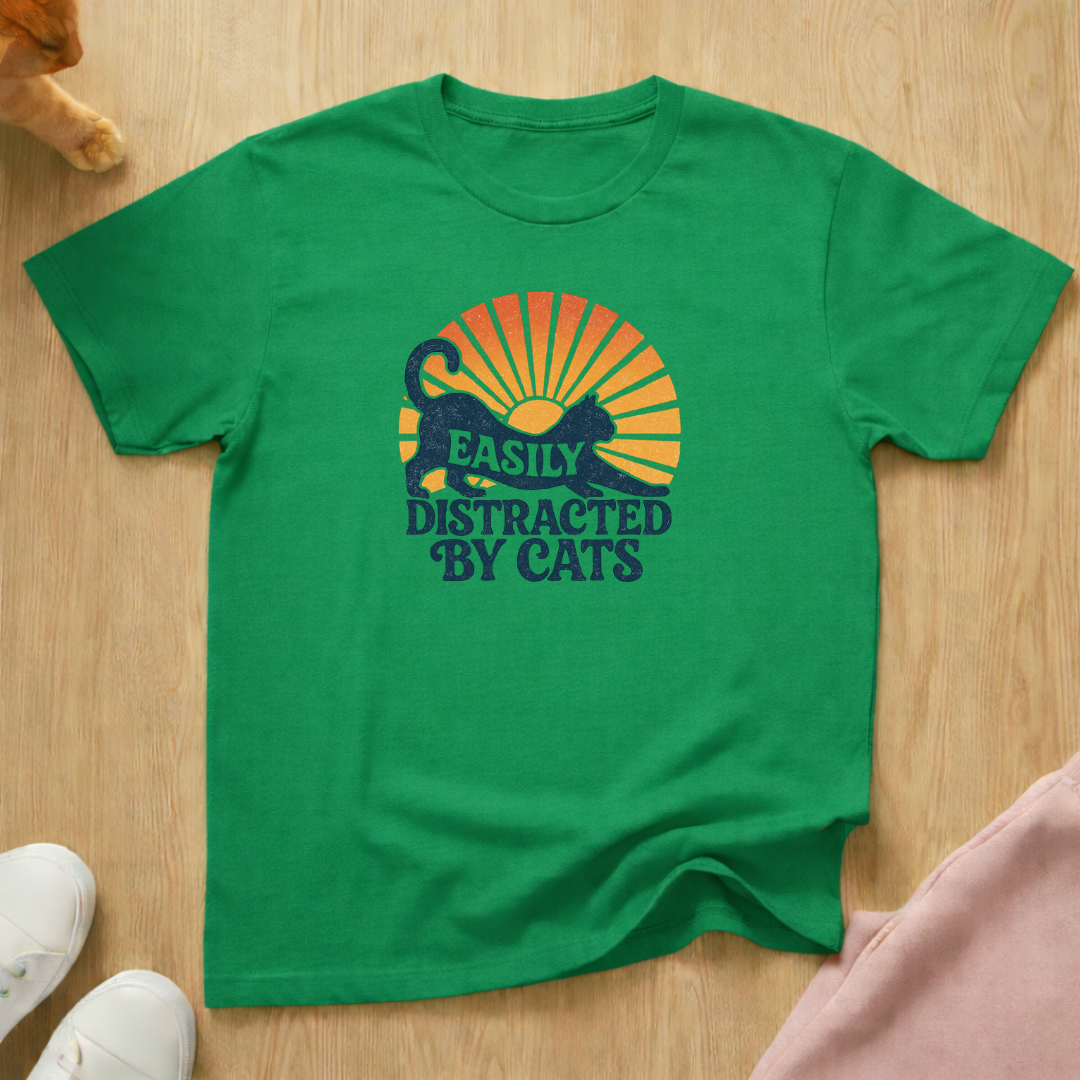 Easily distracted cat T-shirt