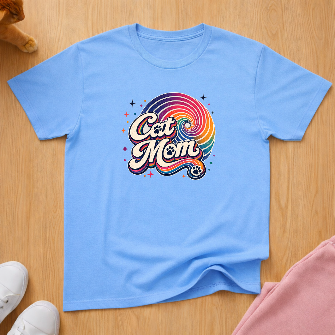 Cat mom rainbow T-shirt